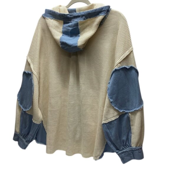 POL JACKET 100% COTTON Cream & Denim NEW 1 LG LEFT! - Picture 9 of 11